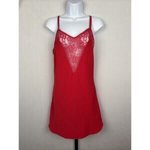 Victoria’s Secret Gold Label Slip Nightie Womens Small Red Lace Babydoll Chemise